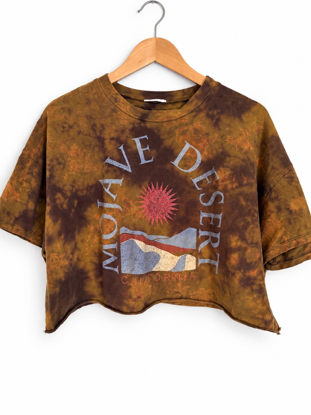 Retro Mojave Desert California Cropped Graphic T-Shirt Earthy Tie Dye X-small